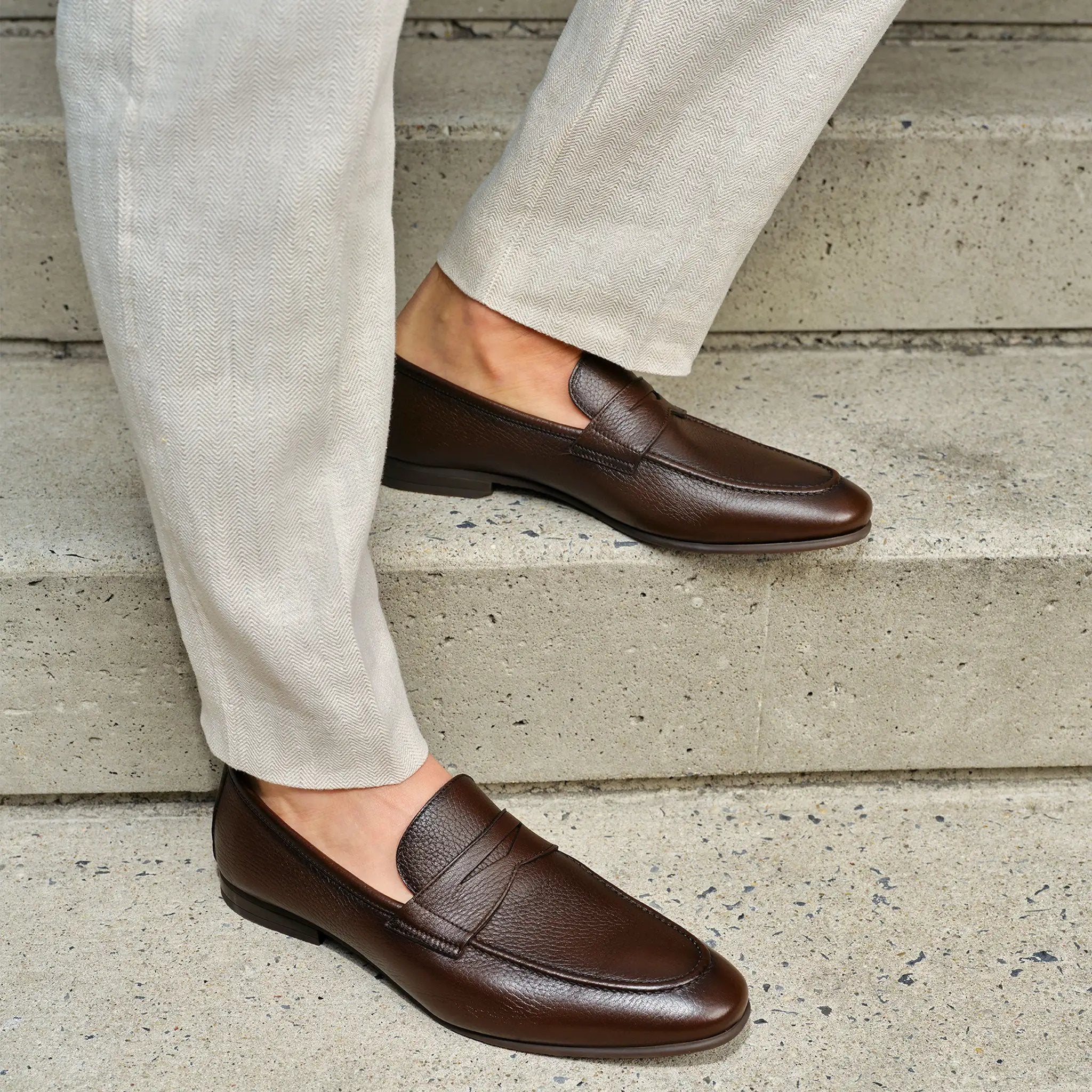 Merritt Brown Deerskin Leather Penny Loafer Slip-On by To Boot New York