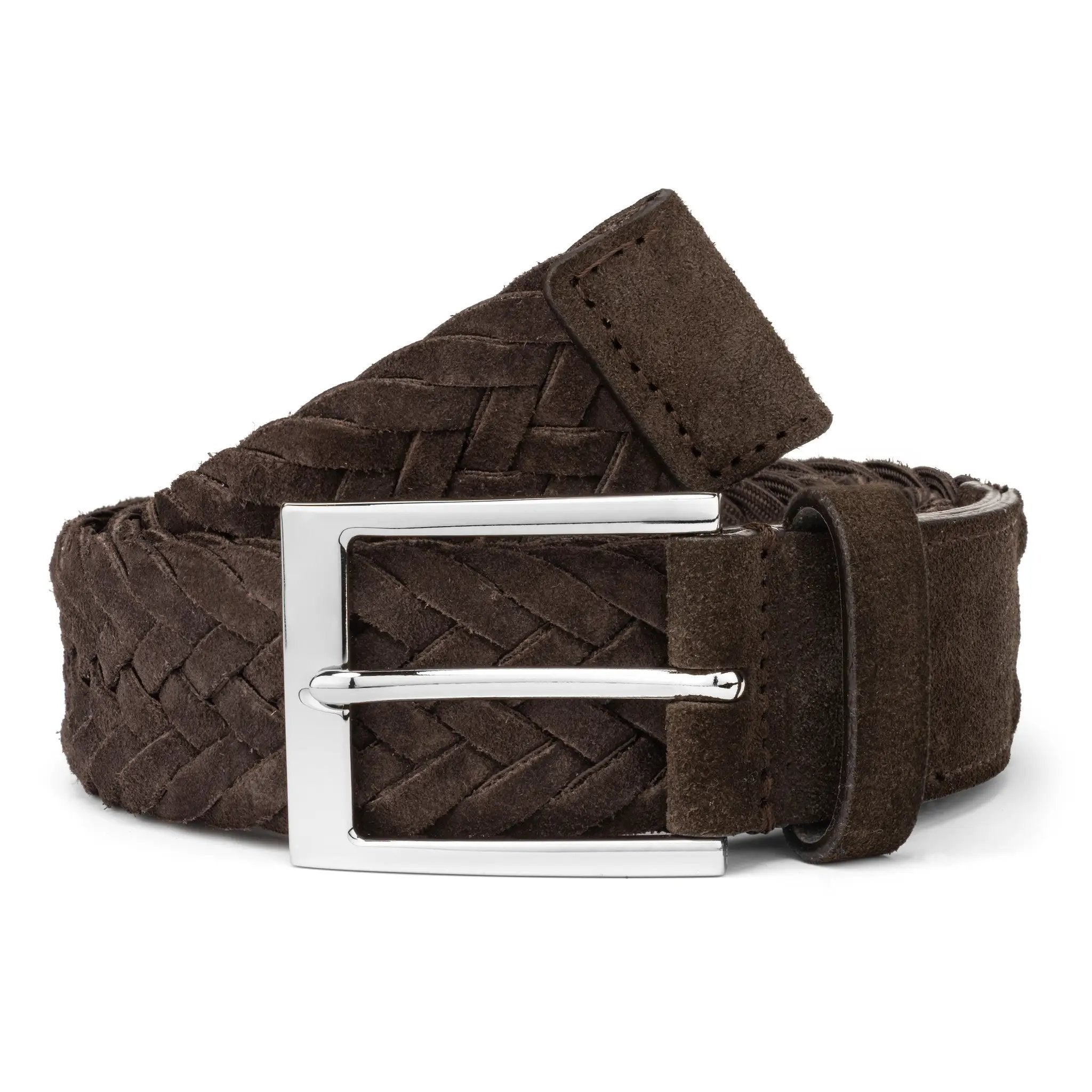 Dark Brown Woven Suede Belt by To Boot New York