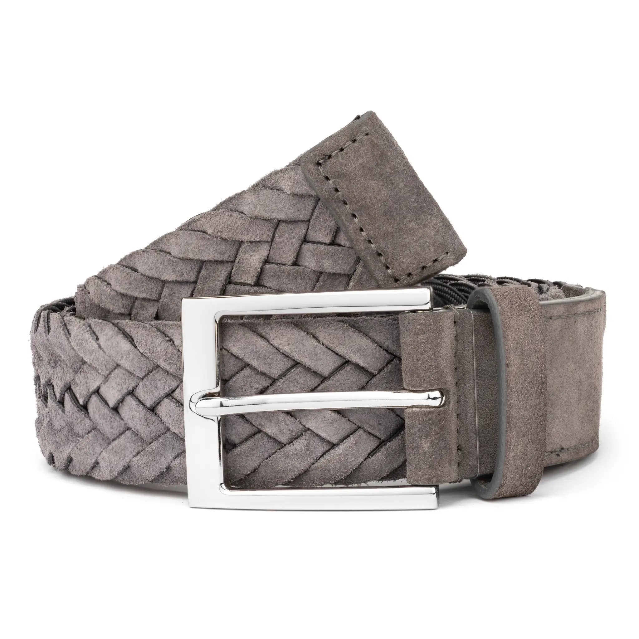 Grey Woven Calf Suede Belt (38 mm) by To Boot New York
