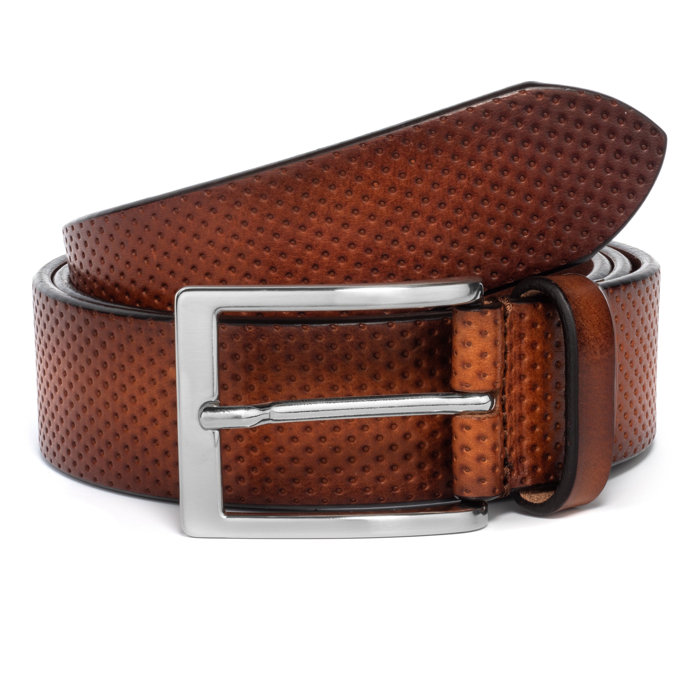 Cognac Perf Leather Belt