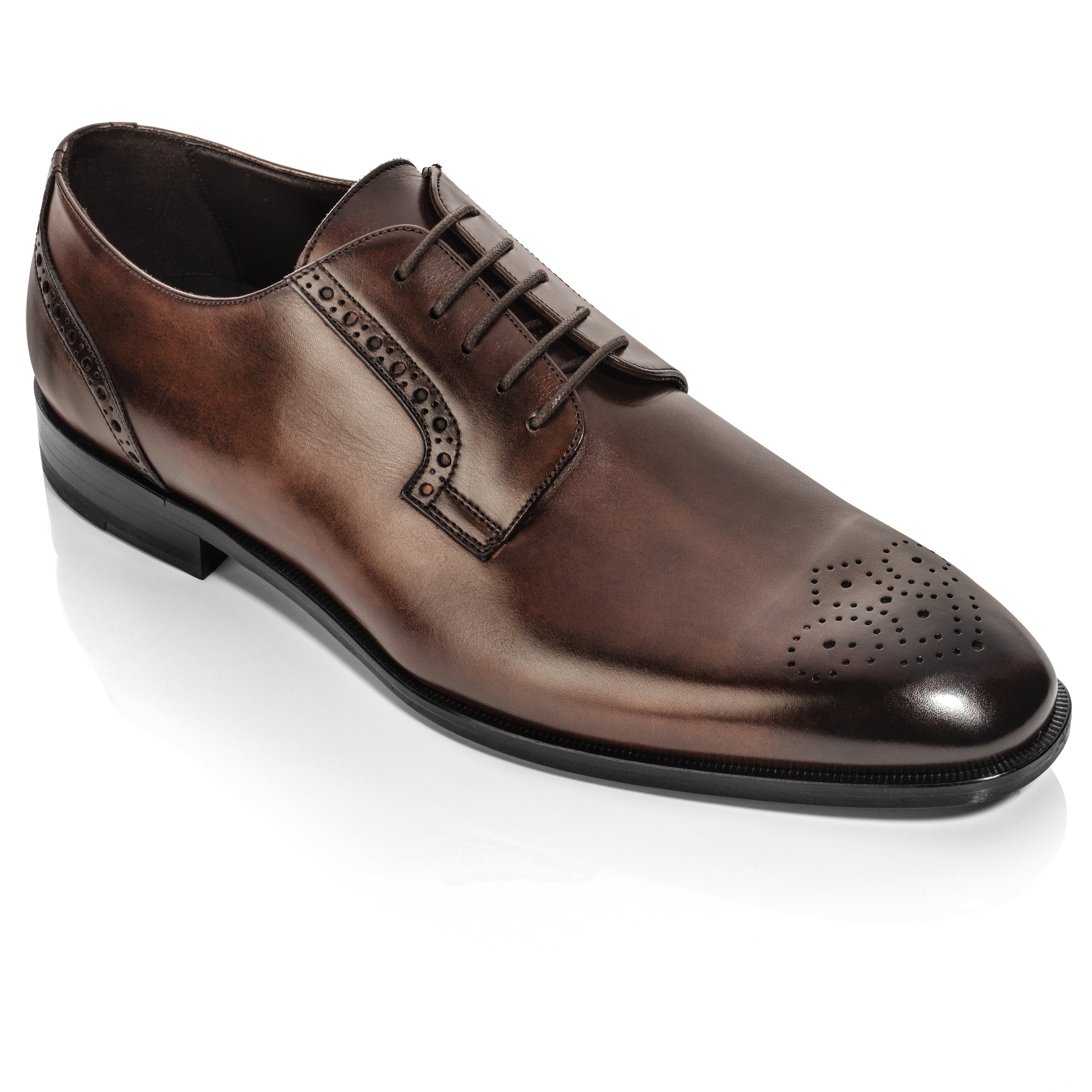 Laver Burnished Brown Medallion Toe