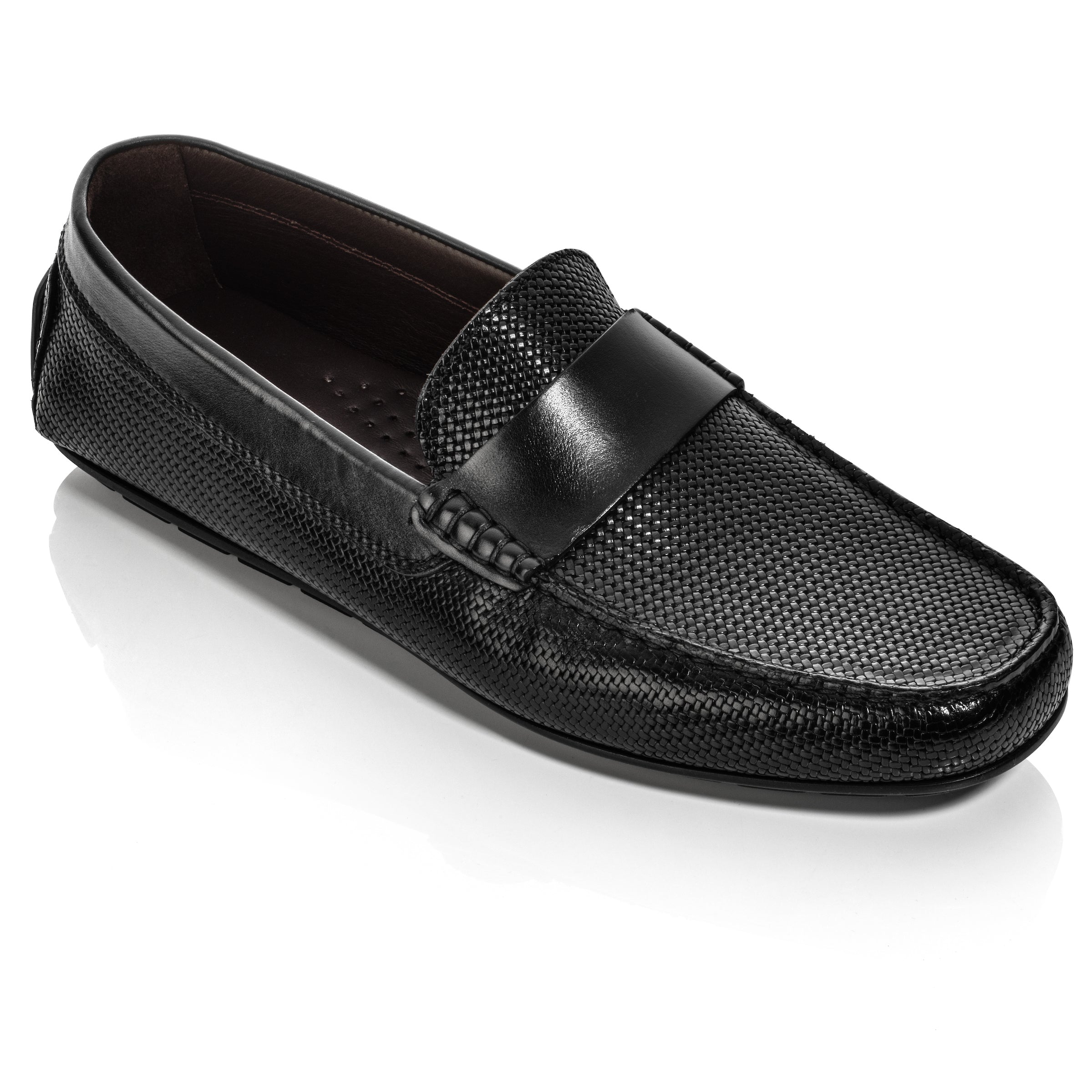 Magnus Black Embossed Driving Shoe