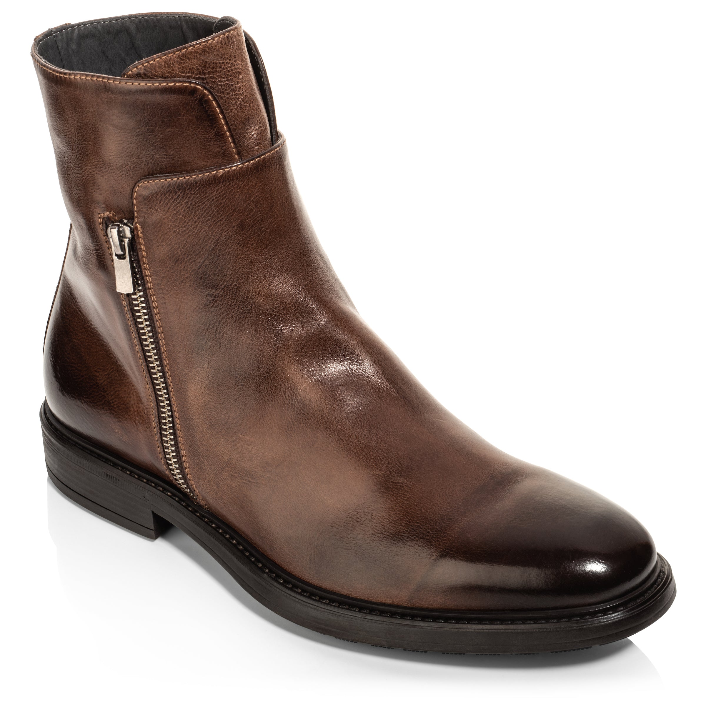 Boyd Cognac Calf Zipper Boot