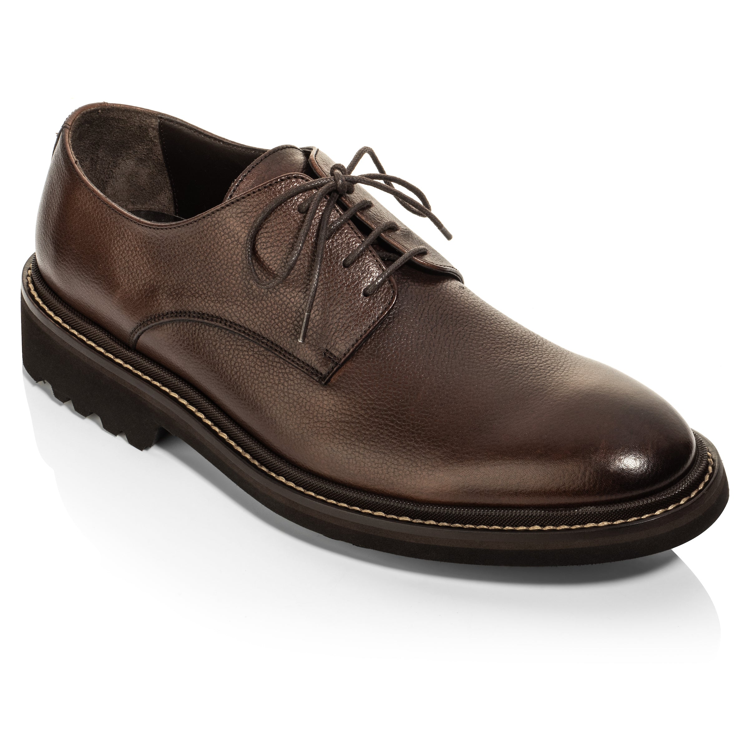 Brookdale Brown Textured Calf Lug Sole Derby