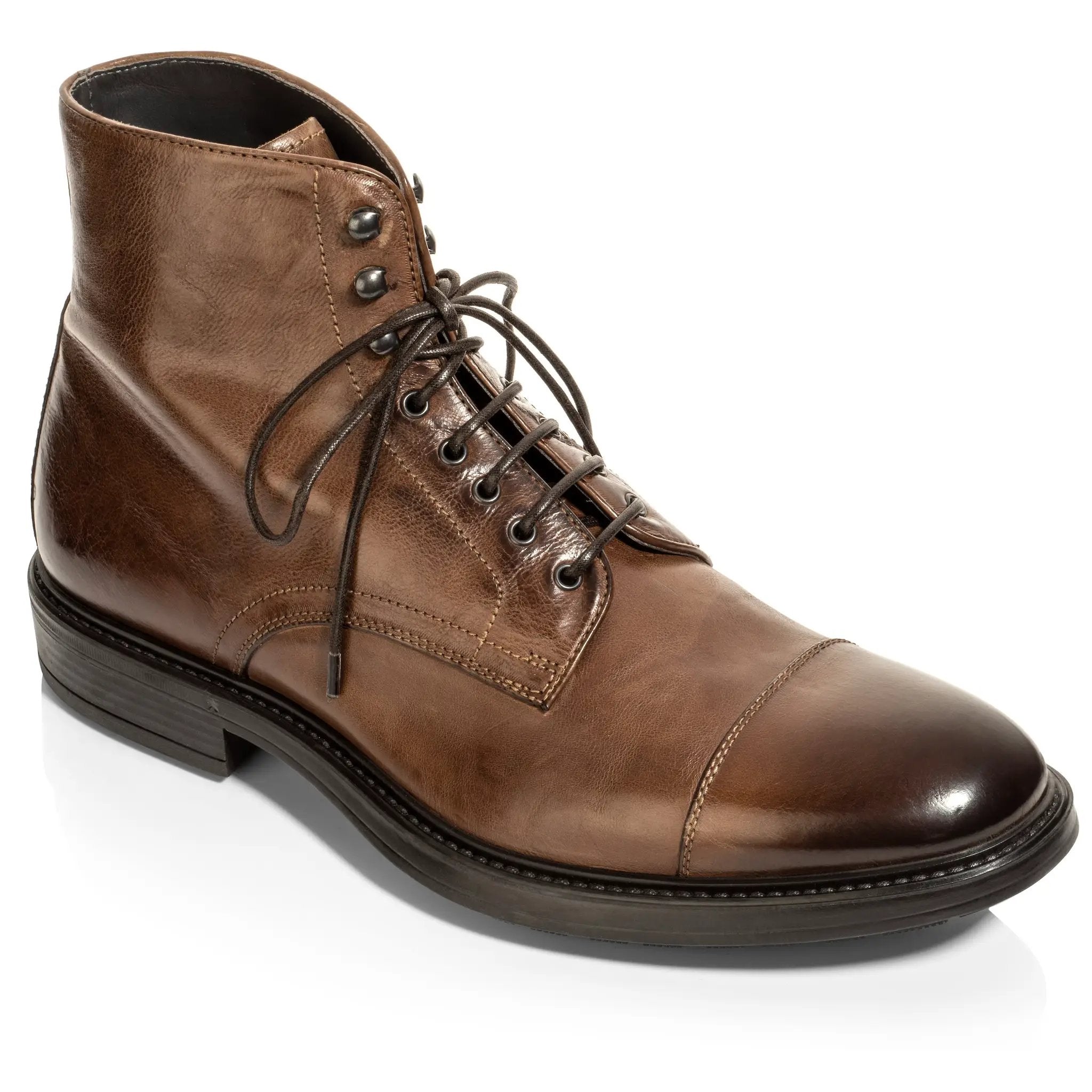 Burkett Cognac Cap Toe Lace-Up Boot by To Boot New York