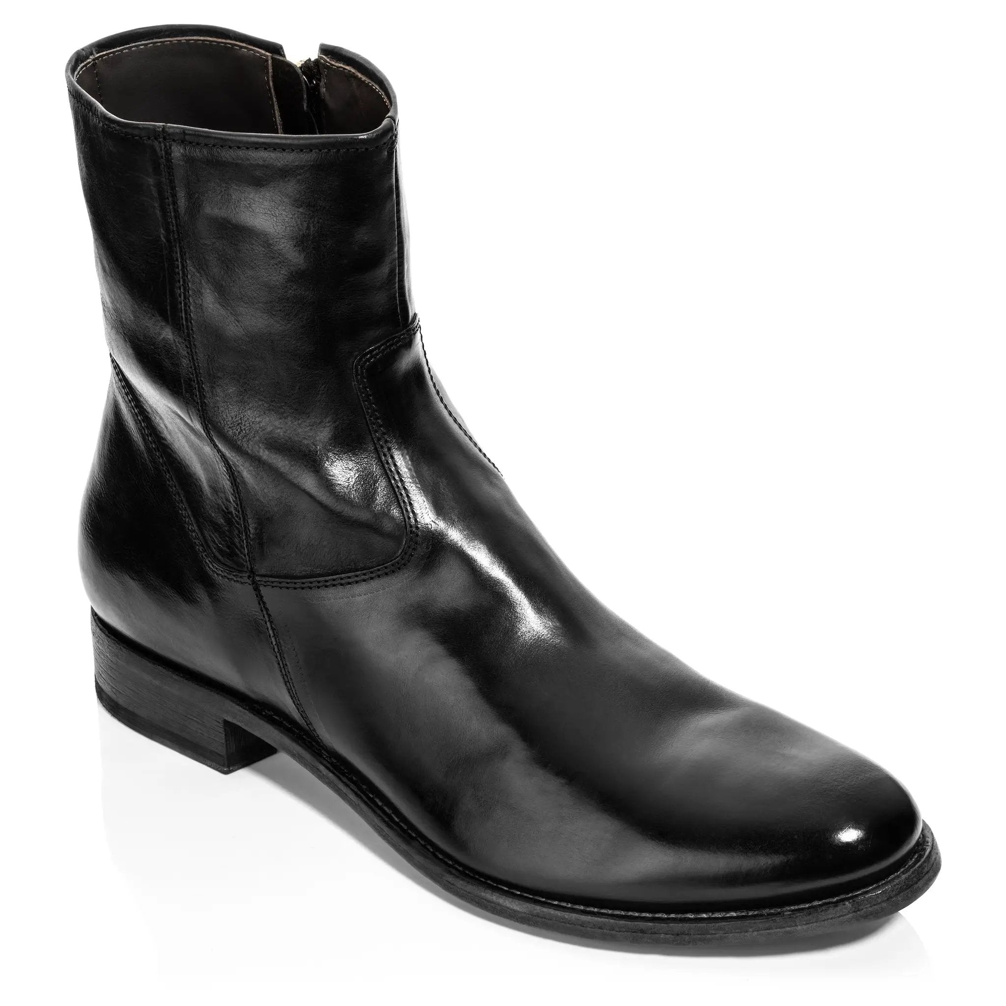Belvedere Black Calf Leather Zip Boot by To Boot New York