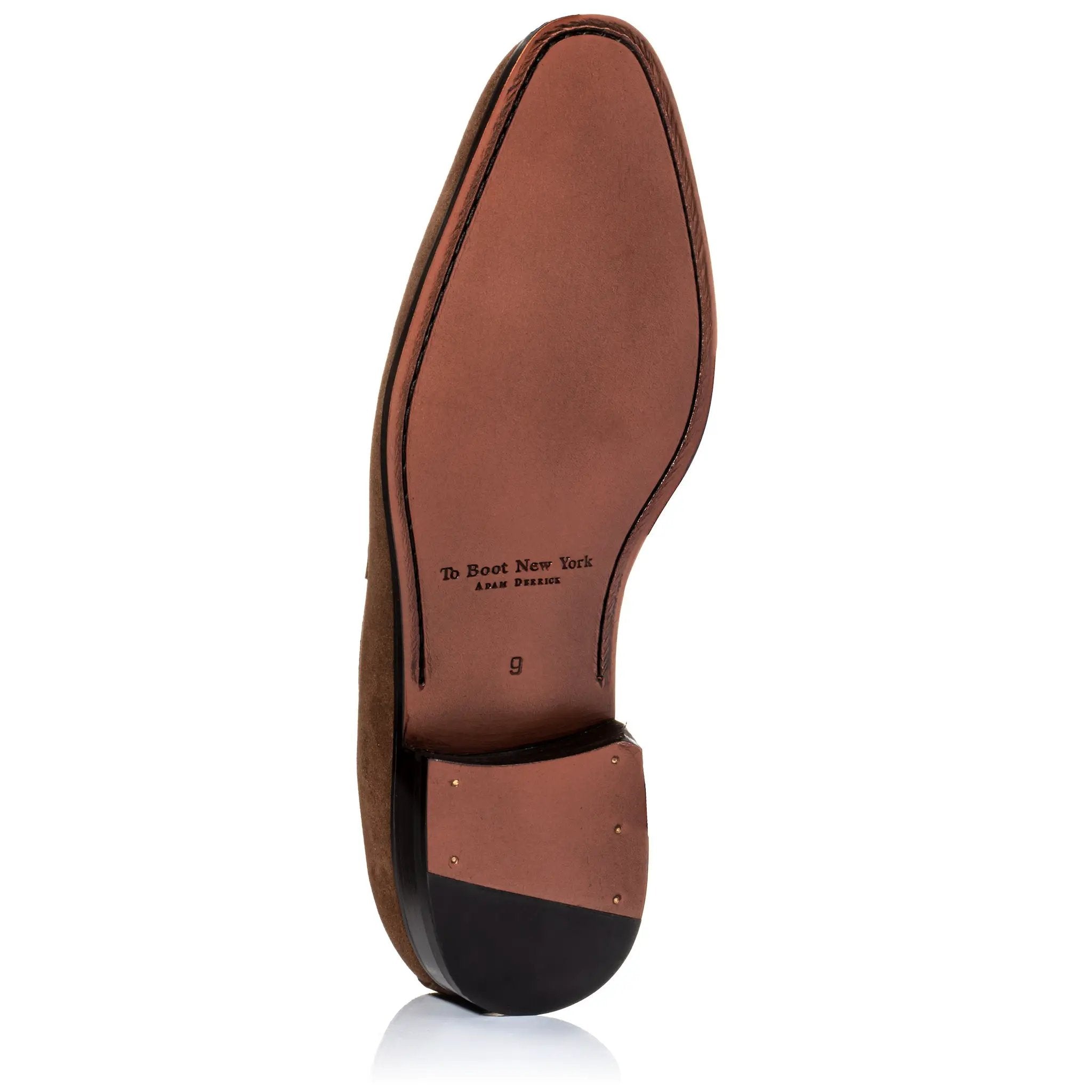 Tesoro Mid Brown Suede Slip-On Penny Loafer by To Boot New York