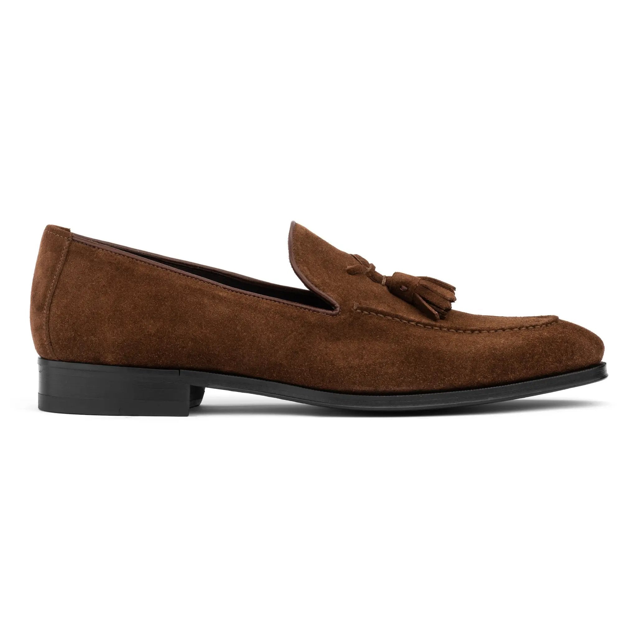 Maurizio Mid Brown Suede Tassel Loafer by To Boot New York