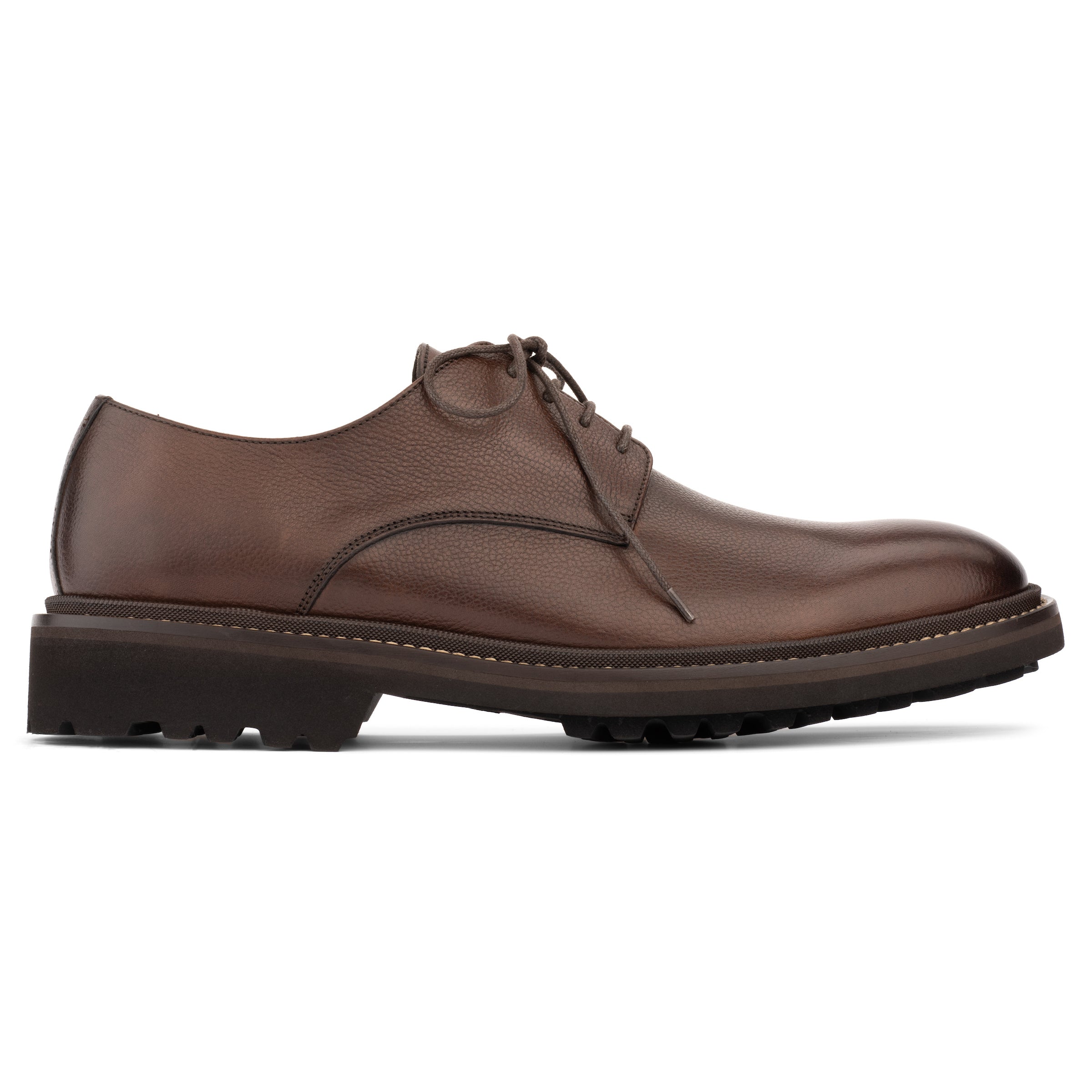 Brookdale Brown Textured Calf Lug Sole Derby