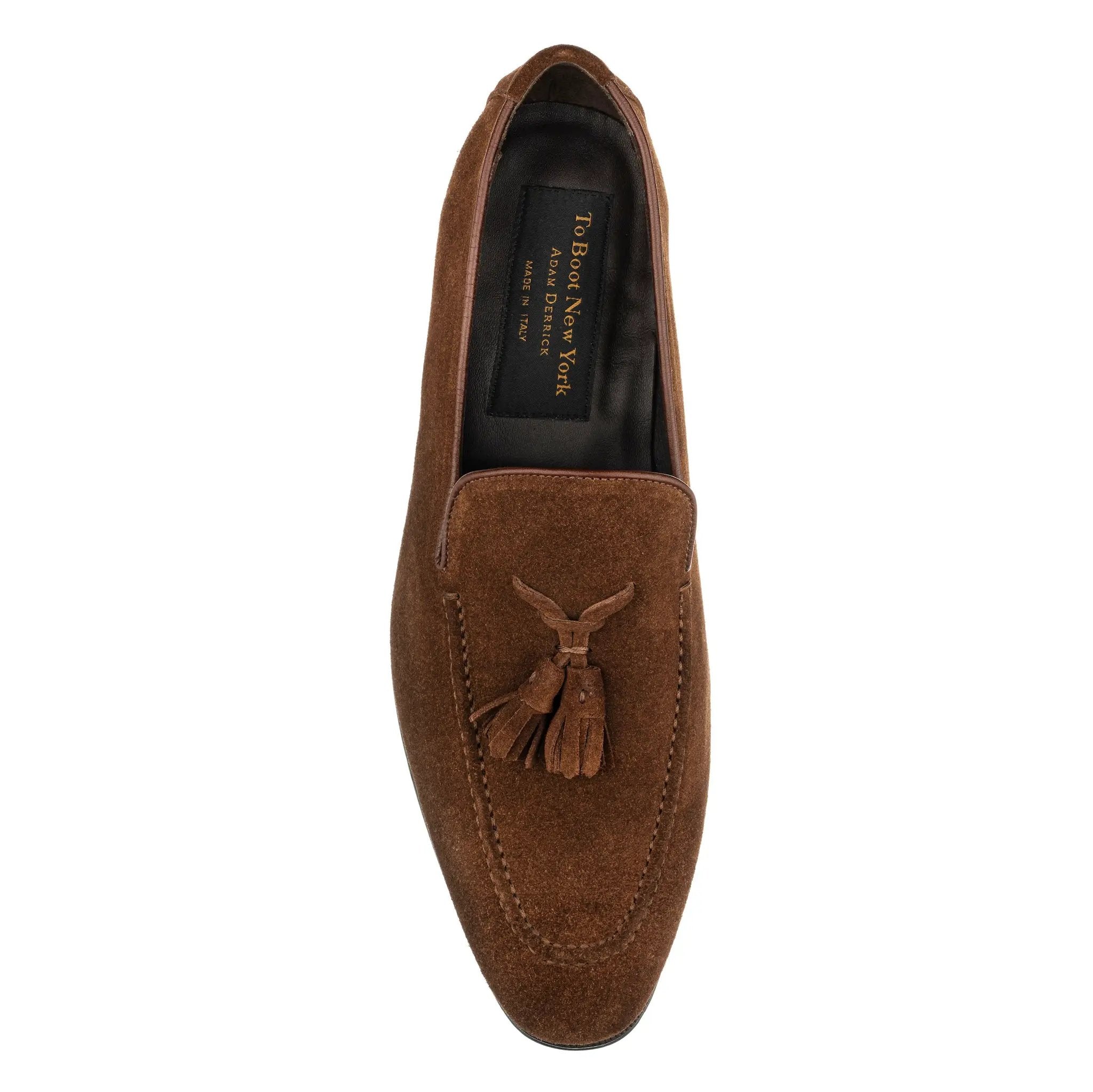 Maurizio Mid Brown Suede Tassel Loafer by To Boot New York