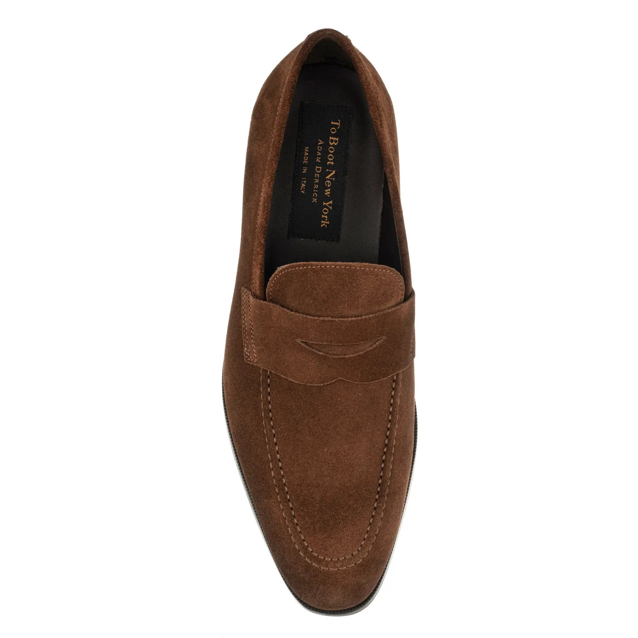 Tesoro Mid Brown Suede Slip-On Penny Loafer by To Boot New York